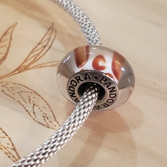 Pandora, Orange Python Glass Murano Charm, Retired/Rare - Picture 1 of 7